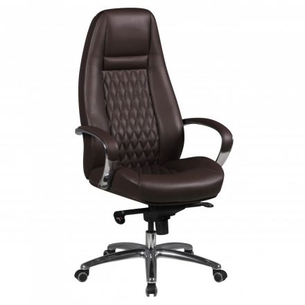 Desk chair with high backrest Apolo 69, color: brown / chrome, ergonomically arranged controls