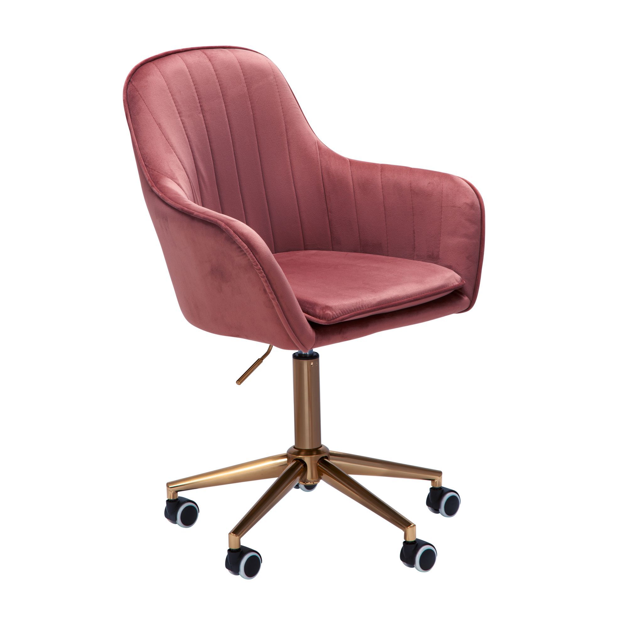 Design swivel chair Apolo 117, color: pink / gold, with pleasantly shaped seat shell for high comfort