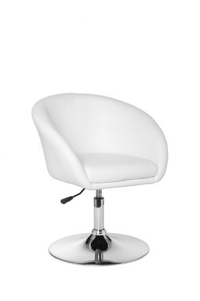 Retro look cocktail chair Apolo 133, color: white / chrome, seat 360° rotatable & height-adjustable