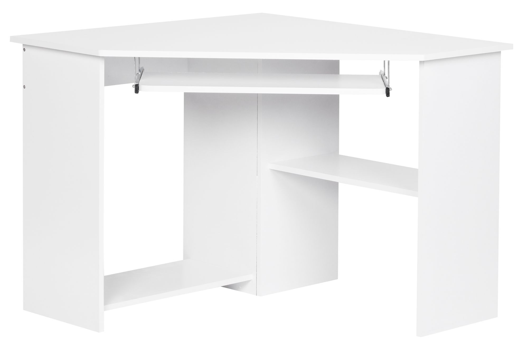 Corner desk Apolo 142, color: matt white, with keyboard drawer - Dimensions: 48 x 94 cm (W x D)