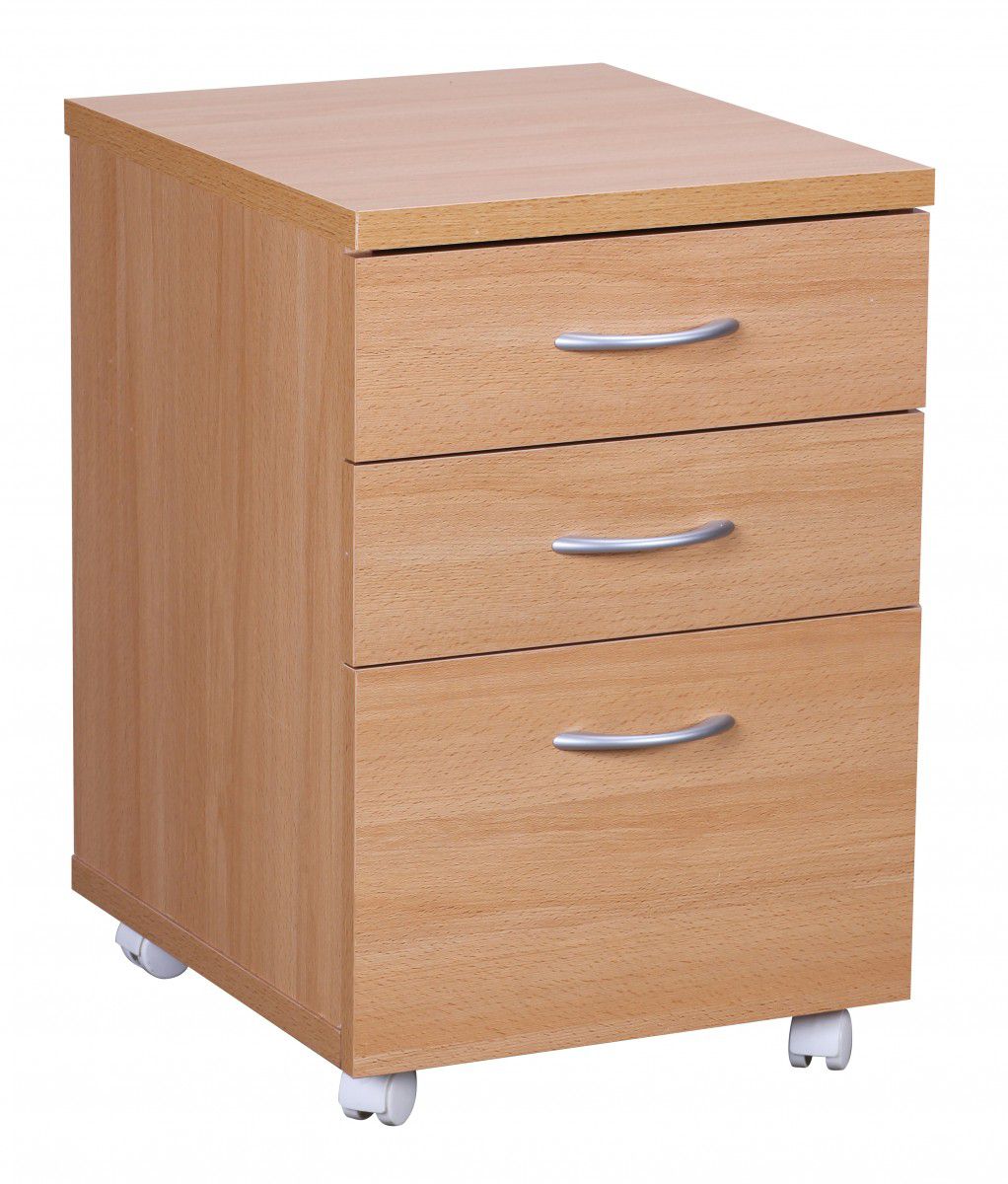 Mobile pedestal with 3 drawers, color: beech - Dimensions: 60 x 40 x 45 cm (H x W x D)