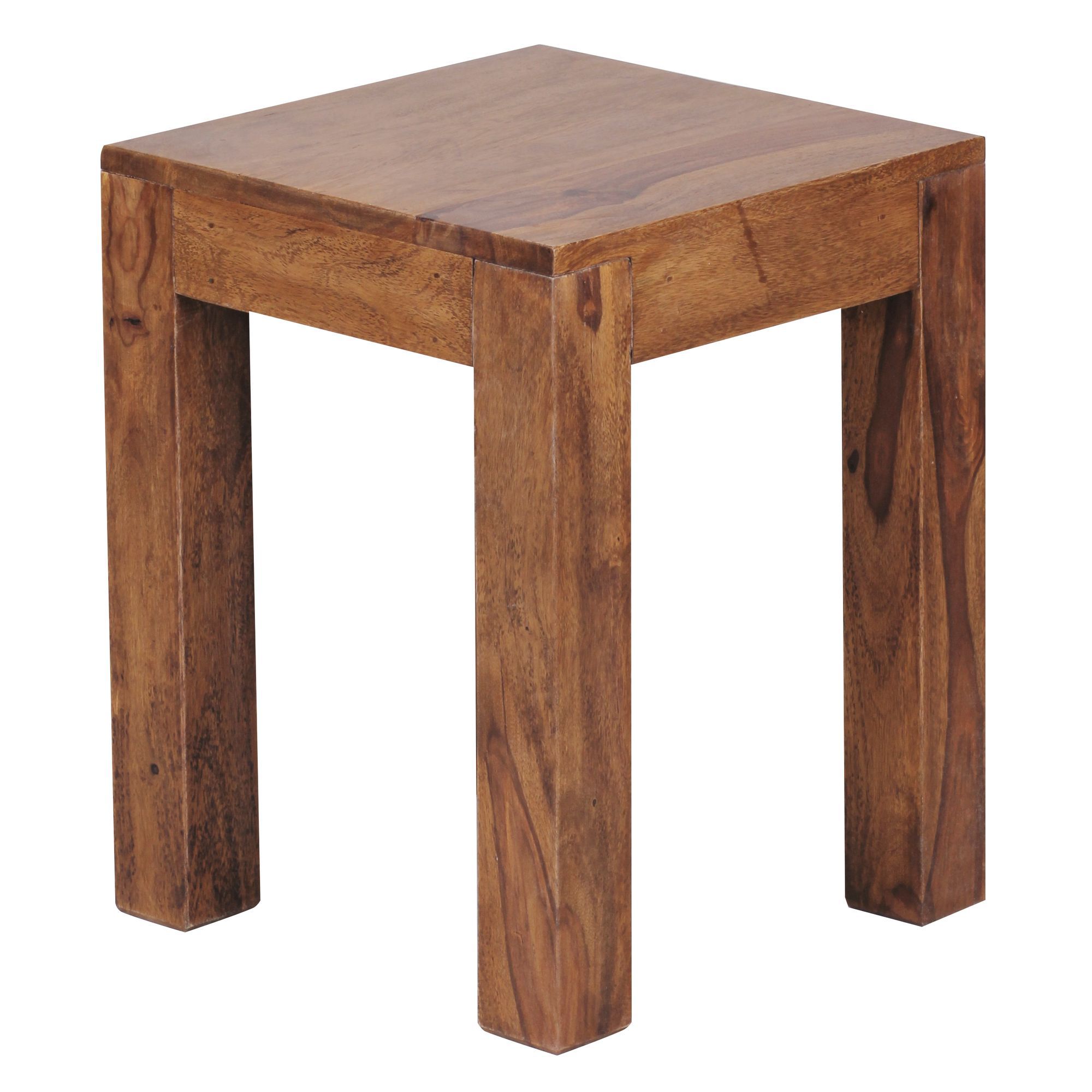 Space-saving side table made of Sheesham solid wood, color: Sheesham - Dimensions: 45 x 35 x 35 cm (H x W x D), with unique grain