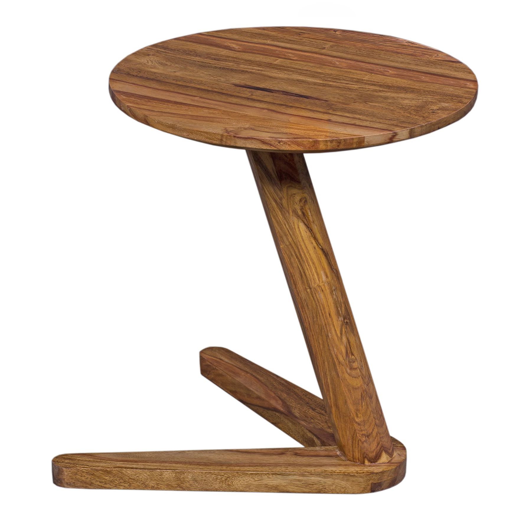 Unique side table made of Sheesham solid wood, color: Sheesham - Dimensions: 50 x 45 x 45 cm (H x W x D), with elegant V-shaped table legs