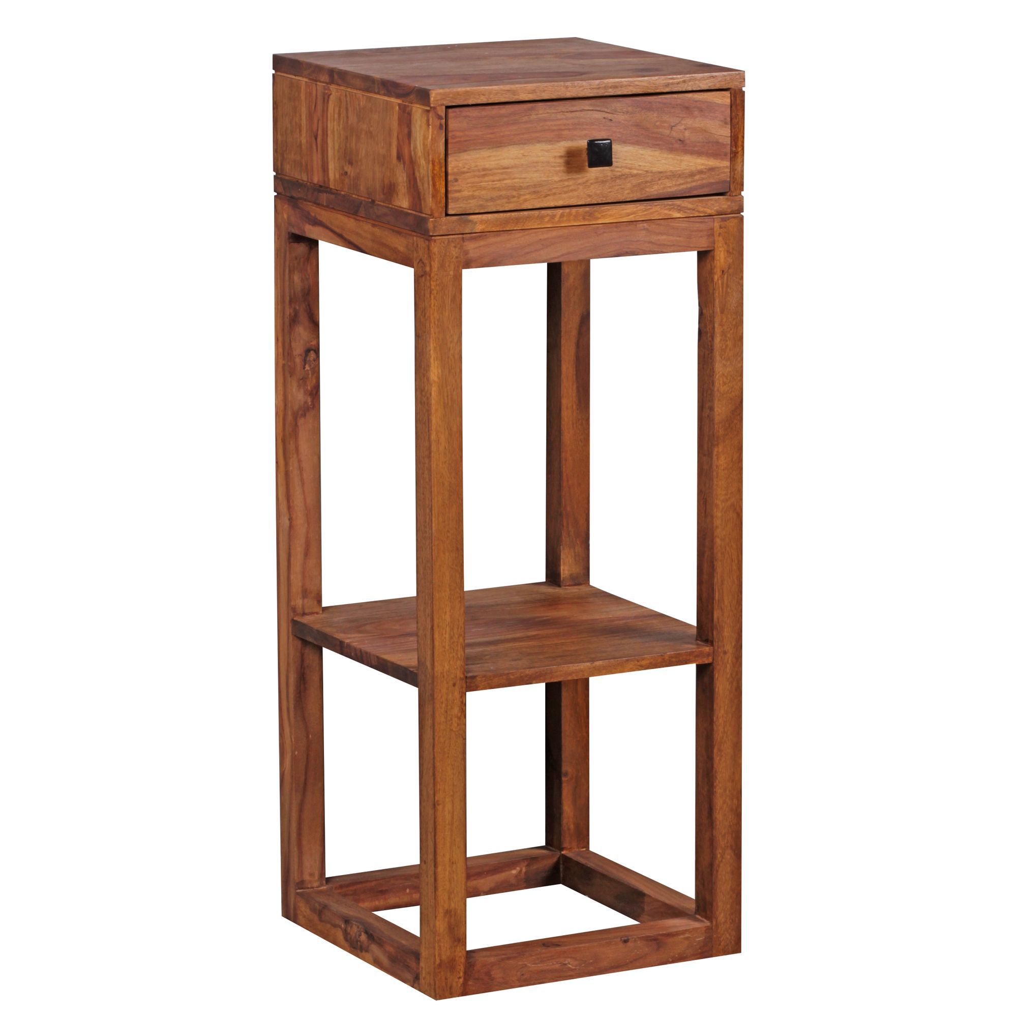 Telephone table / side table made of Sheesham solid wood, color: Sheesham - Dimensions: 90 x 35 x 35 cm (H x W x D), with drawer and storage compartment