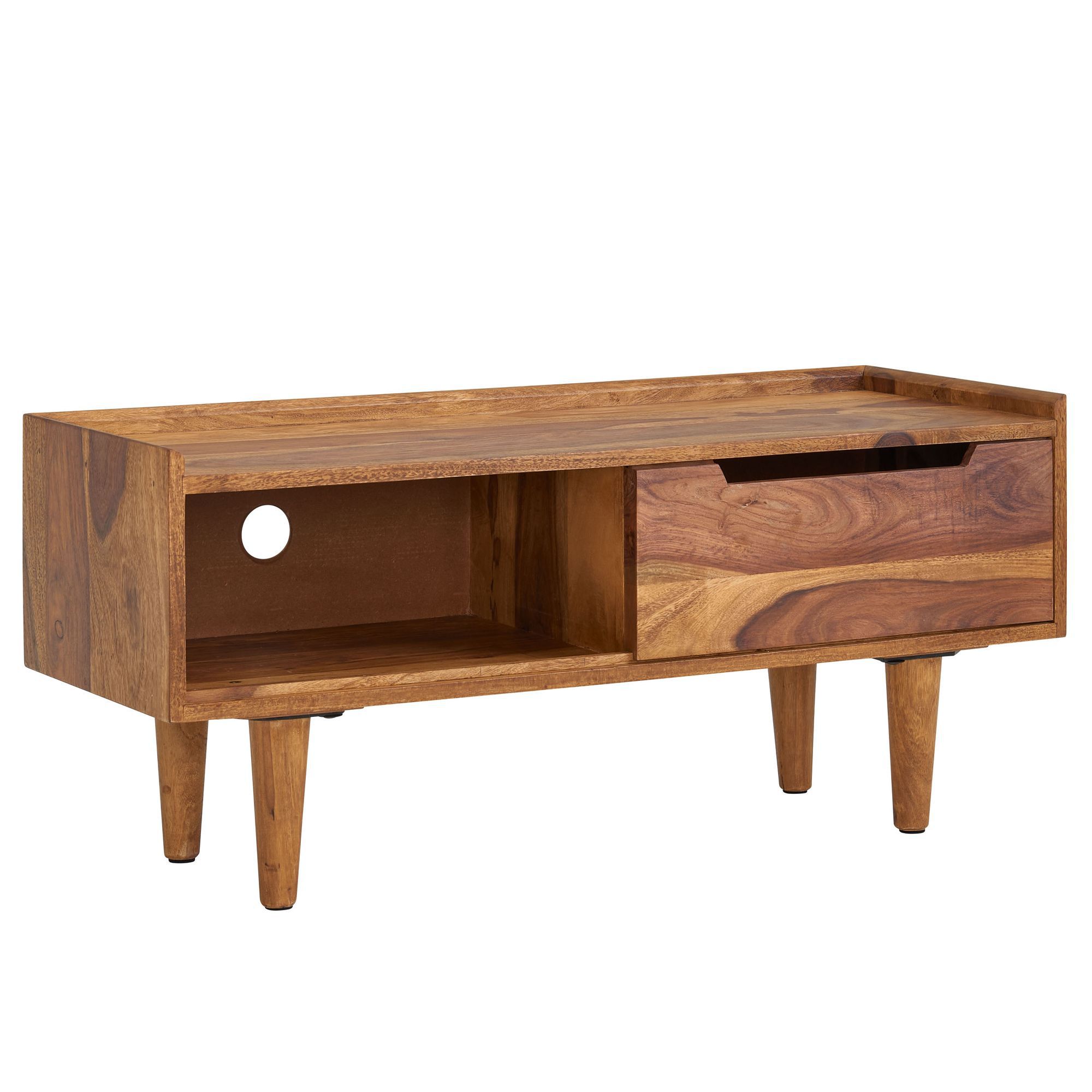 TV cabinet / lowboard, color: sheesham, semi-solid - dimensions 44 x 95 x 34 cm (H x W x D)