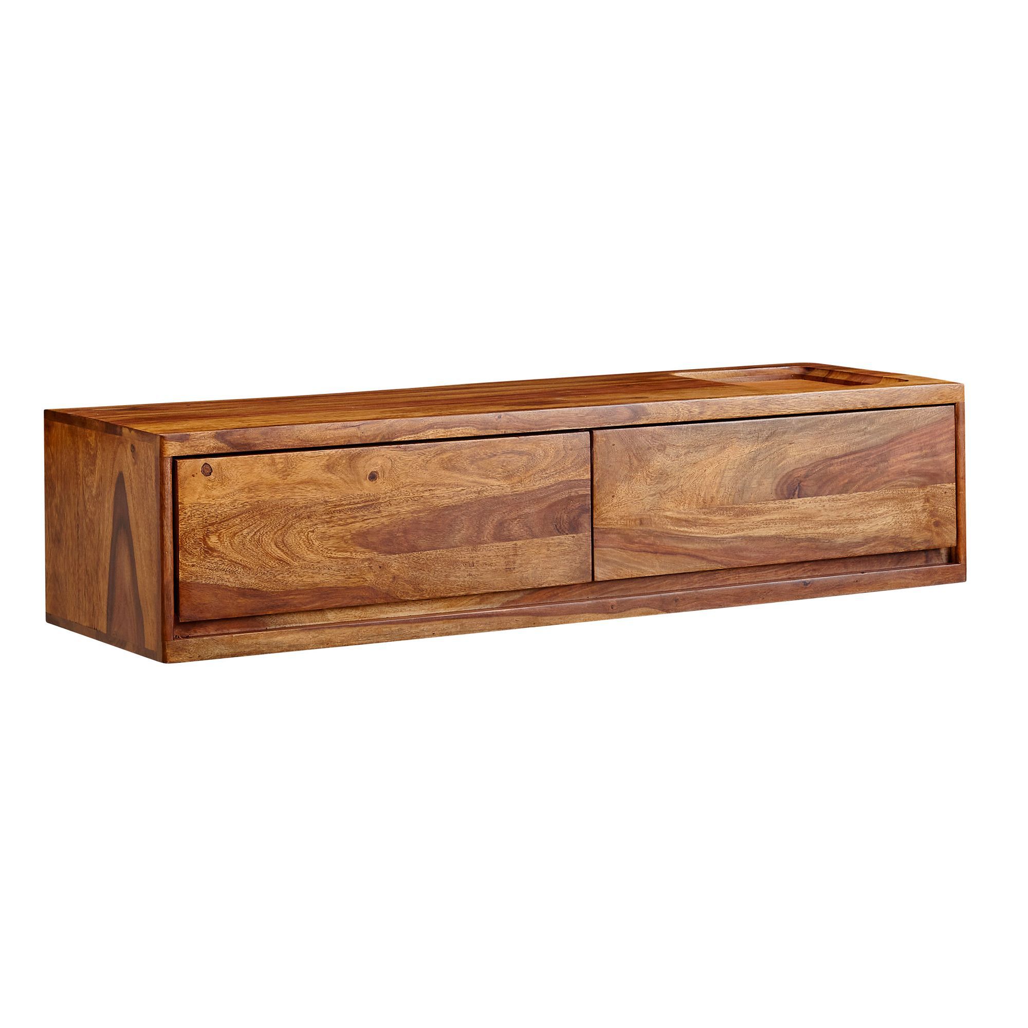 TV cabinet / lowboard, color: Sheesham, semi-solid - Dimensions: 25 x 108 x 34 cm (H x W x D)