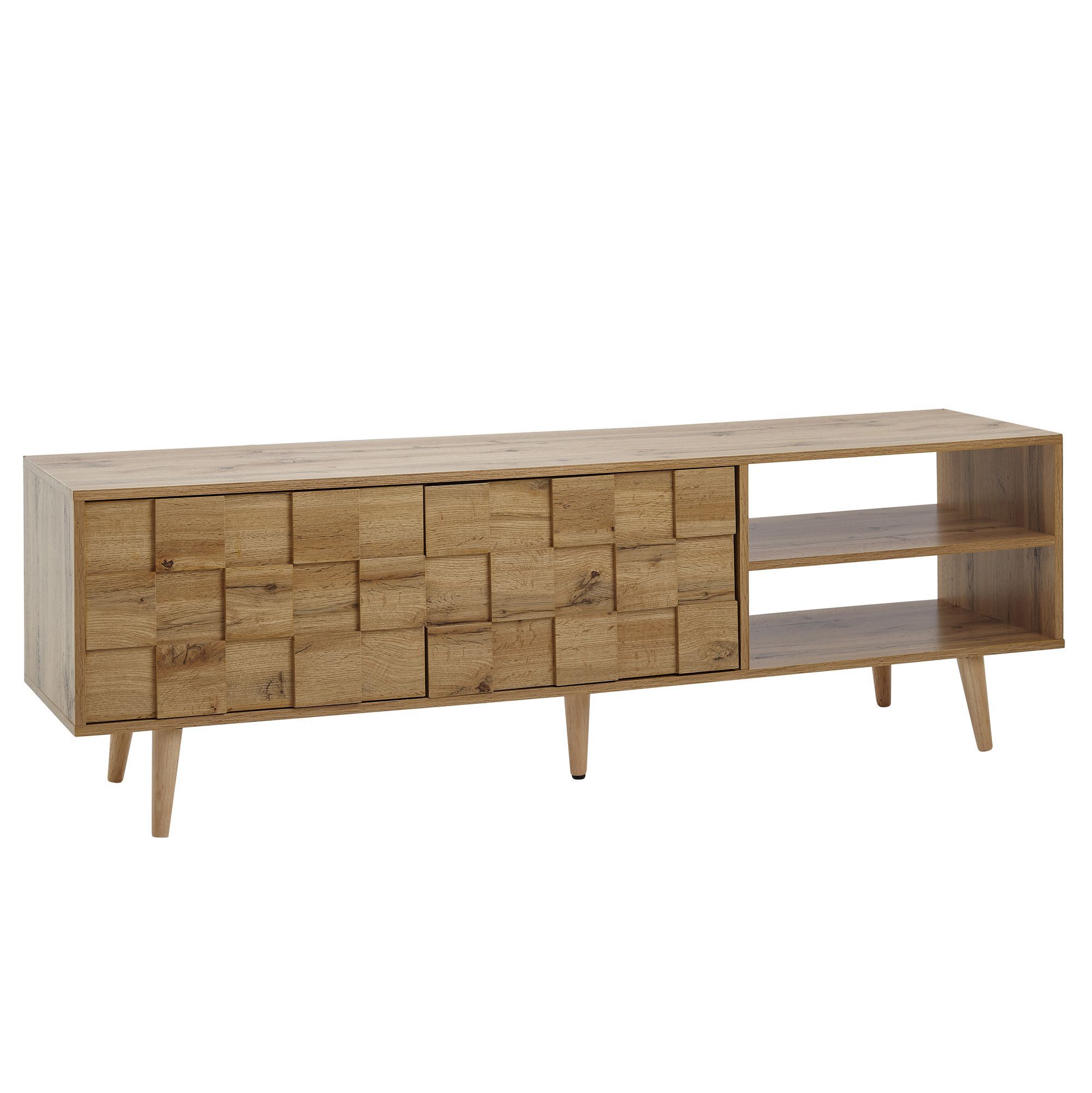 TV cabinet / lowboard, color: oak - Dimensions: 51 x 160 x 40 cm (H x W x D)