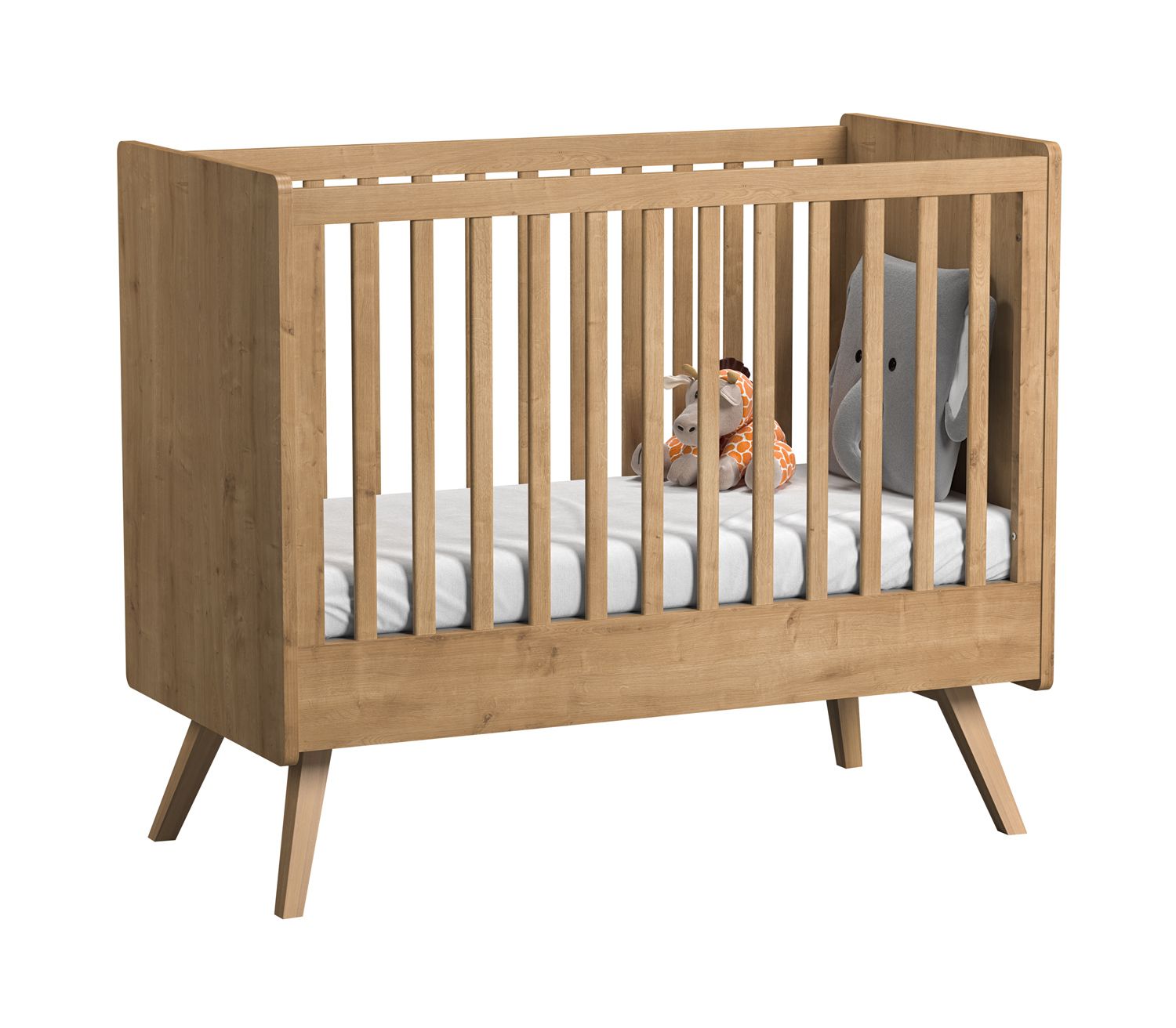 Baby bed / Kid bed Jorinde 01, Colour: Oak - Lying area: 60 x 120 cm (W x L)