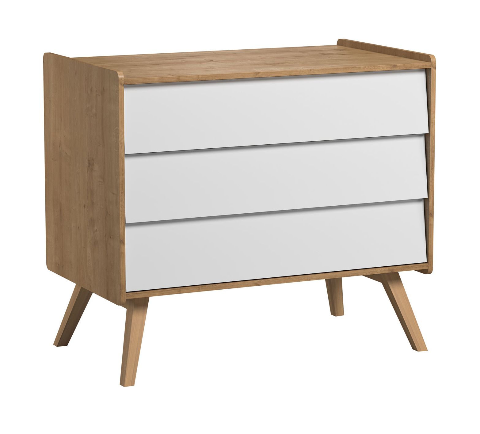 Chest of drawers Jorinde 04, Colour: Oak / White - Measurements: 90 x 100 x 59 cm (h x w x d)