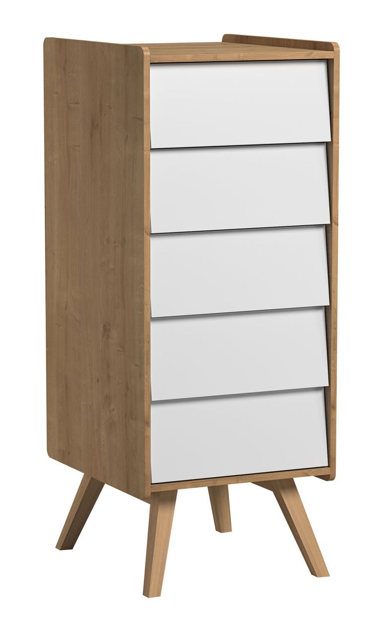 Dresser Jorinde 10, Colour: Oak / White - Measurements: 128 x 51 x 41 cm (h x w x d)