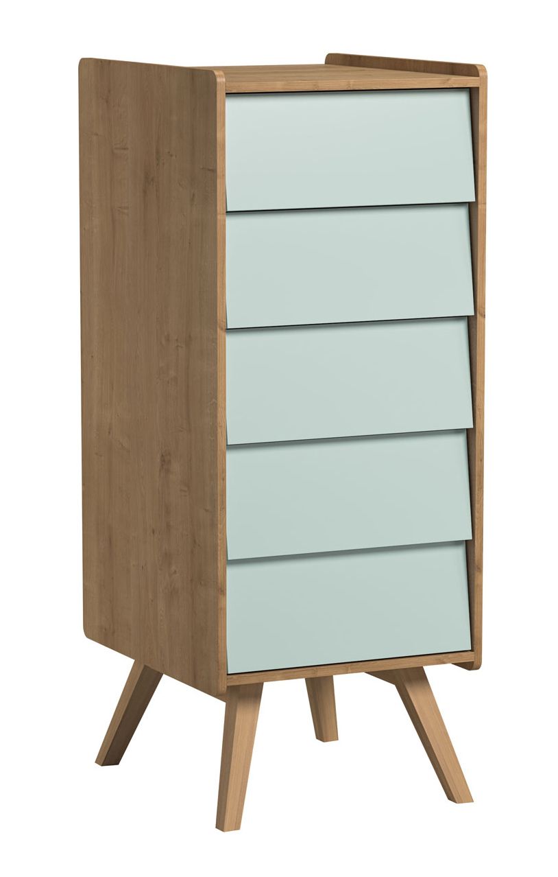 Dresser Jorinde 13, Colour: Oak / Green - Measurements: 128 x 51 x 41 cm (h x w x d)