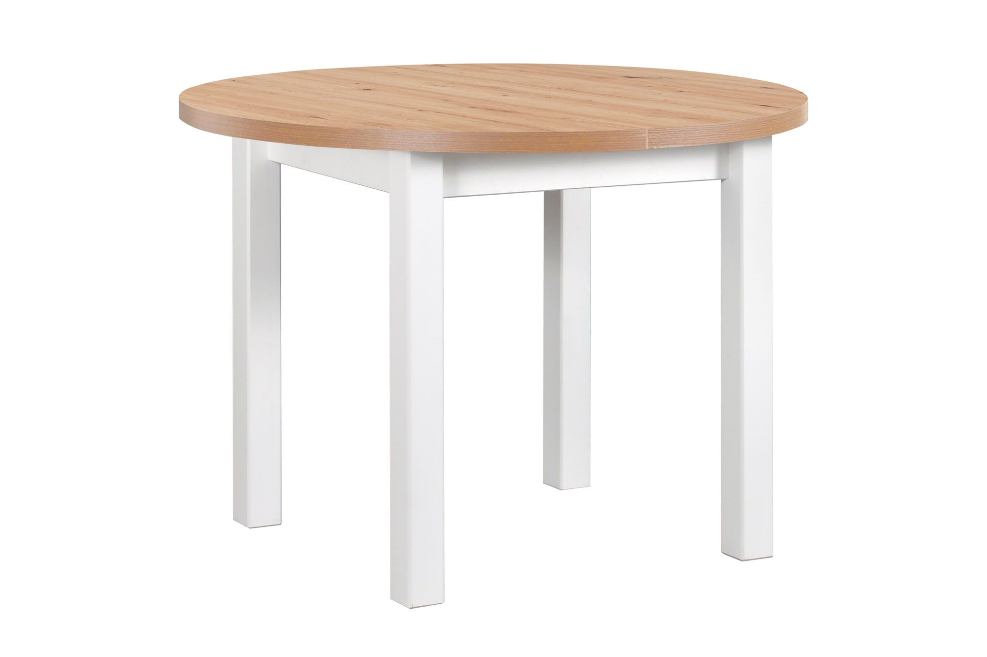 ILZE extendable dining table in a simple design, white/oak, space-saving, dimensions Ø 100/180 (H x D), tabletop height 32 mm, laminated tabletop