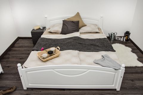 Double bed solid pine solid wood white 81, incl. slatted frame - 160 x 200 cm (W x L)