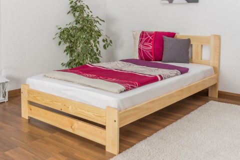 Single bed / guest bed solid pine wood natural A25, incl. slatted frame - dimensions 120 x 200 cm 