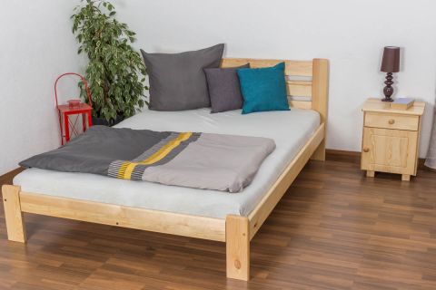 Single bed / guest bed solid pine wood natural A27, incl. slatted frame - dimensions 140 x 200 cm