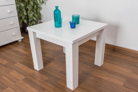 Coffee table solid pine solid wood white lacquered Junco 485 - Dimensions 50 x 60 x 60 cm