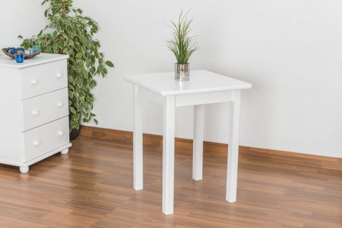 Table solid pine solid wood white lacquered Junco 233A (angular) - Dimensions 60 x 60 cm