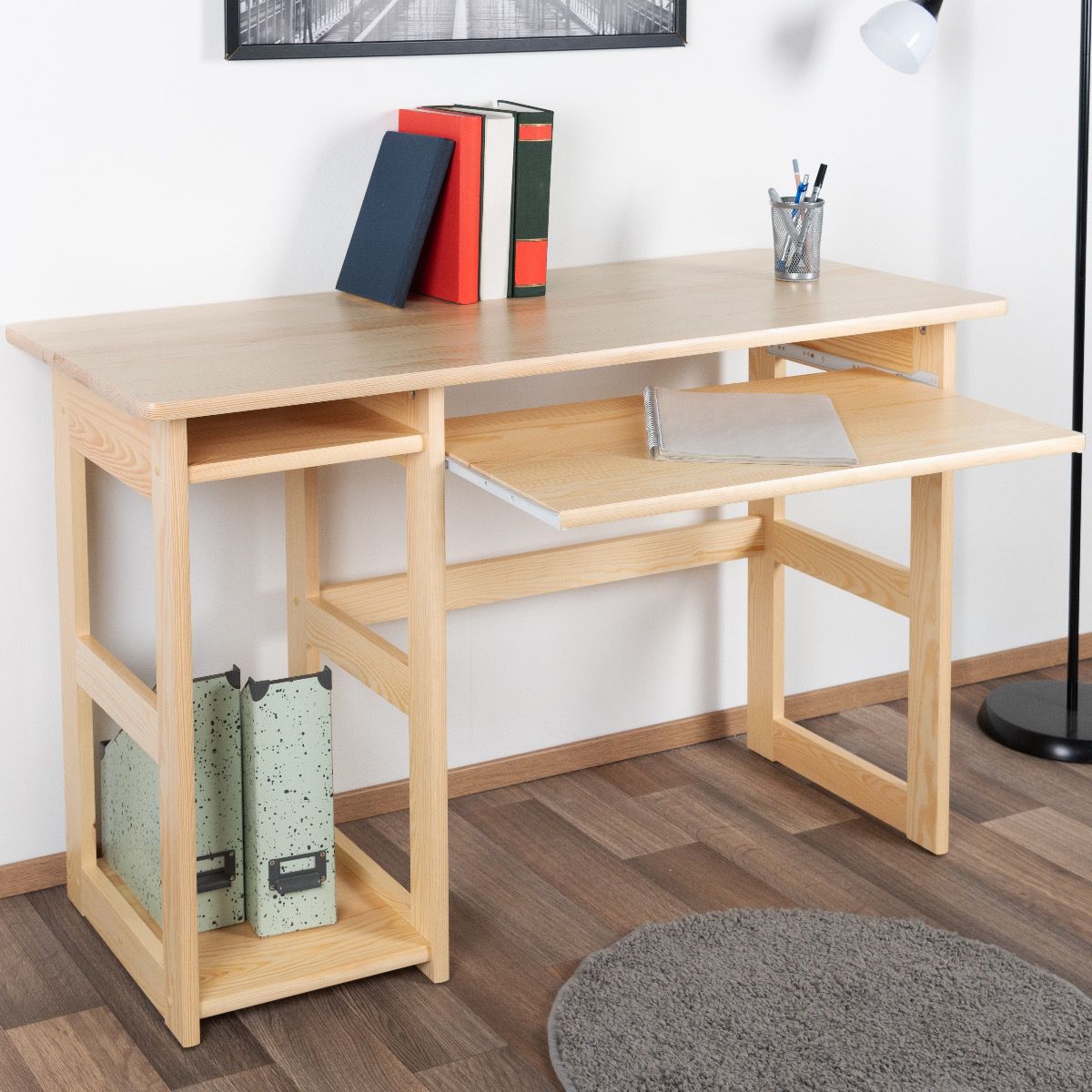 Desk solid pine solid wood natural Junco 194 - Dimensions 75 x 120 x 50 cm