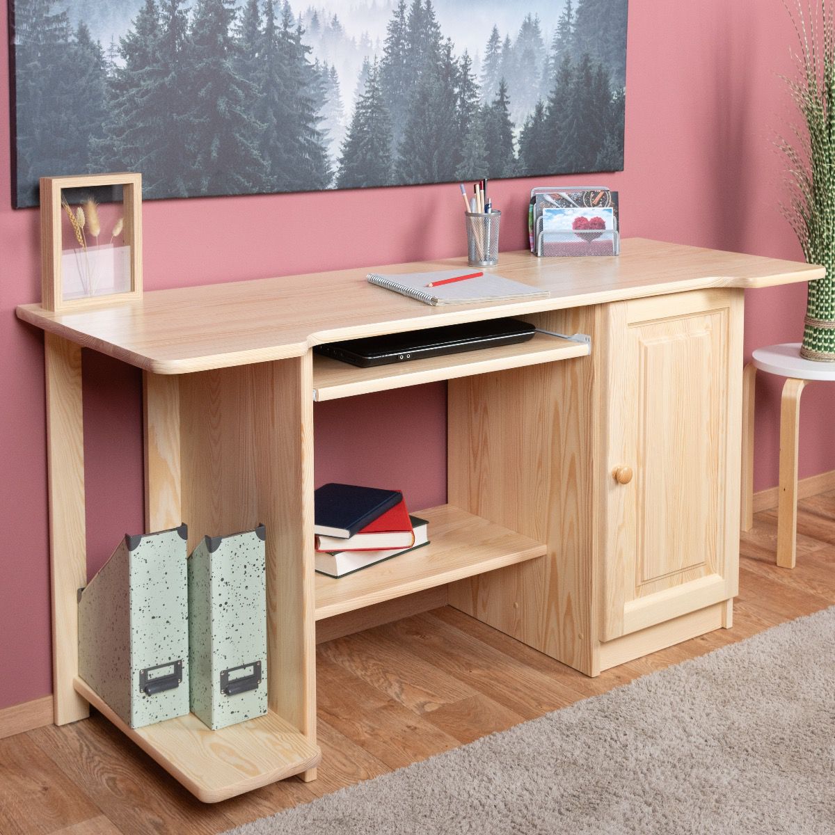Desk solid pine solid wood natural Junco 193 - Dimensions 75 x 145 x 57 cm