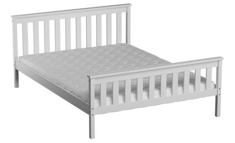 Double bed / guest bed solid pine wood white lacquered A28, incl. slatted frame - dimensions 160 x 200 cm 