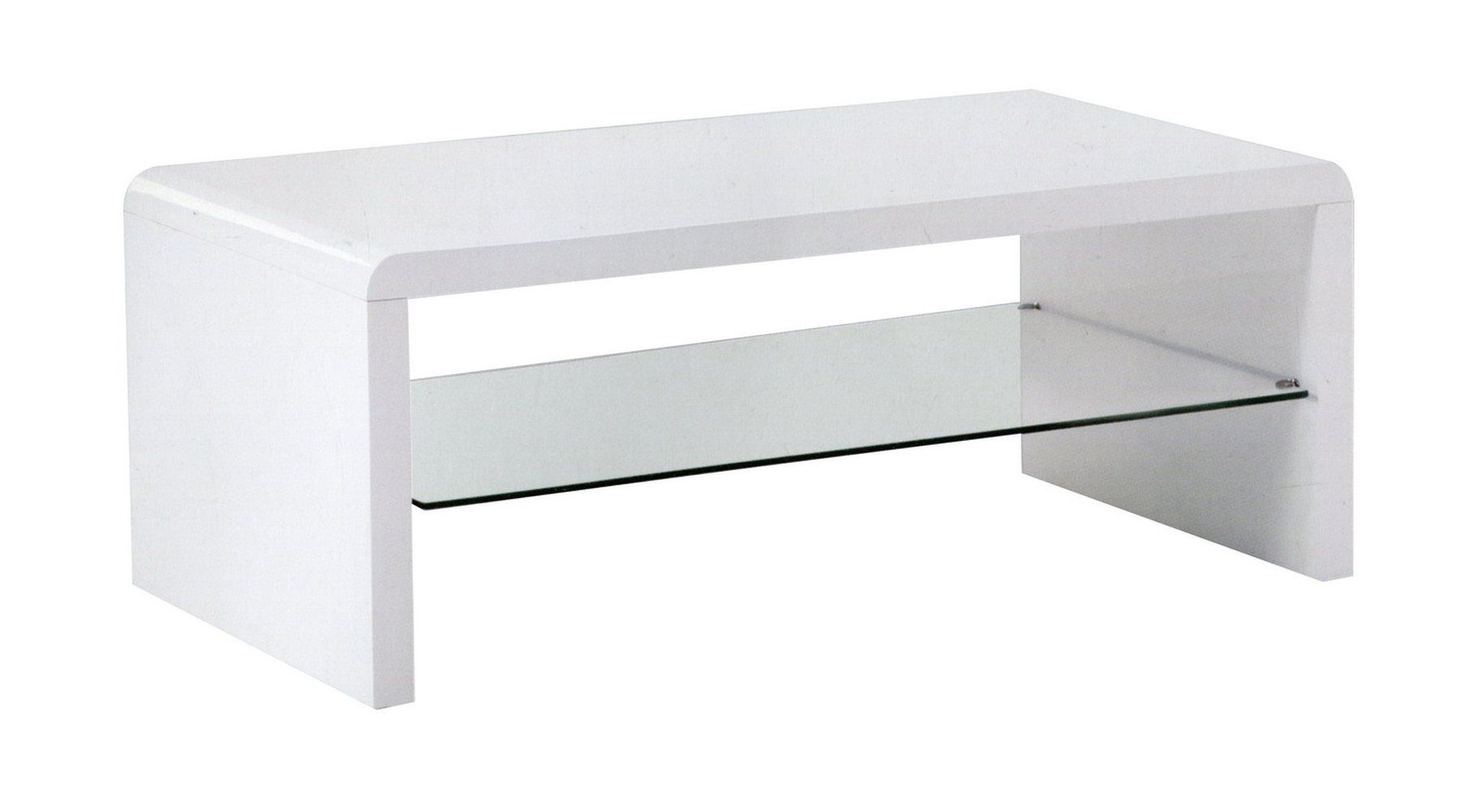 Couchtisch Dakoro 115, Farbe: Weiß Hochglanz - Abmessungen: 41 x 110 x 60 cm (H x B x T)