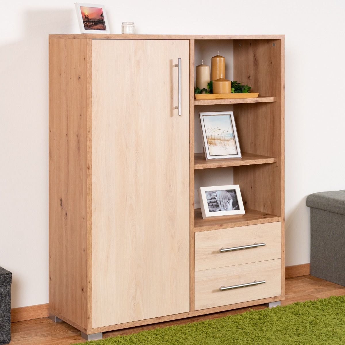 Chest of drawers Curug 10, Colour: Oak / Light beech - Measurements: 113 x 90 x 34 cm (H x W x D)