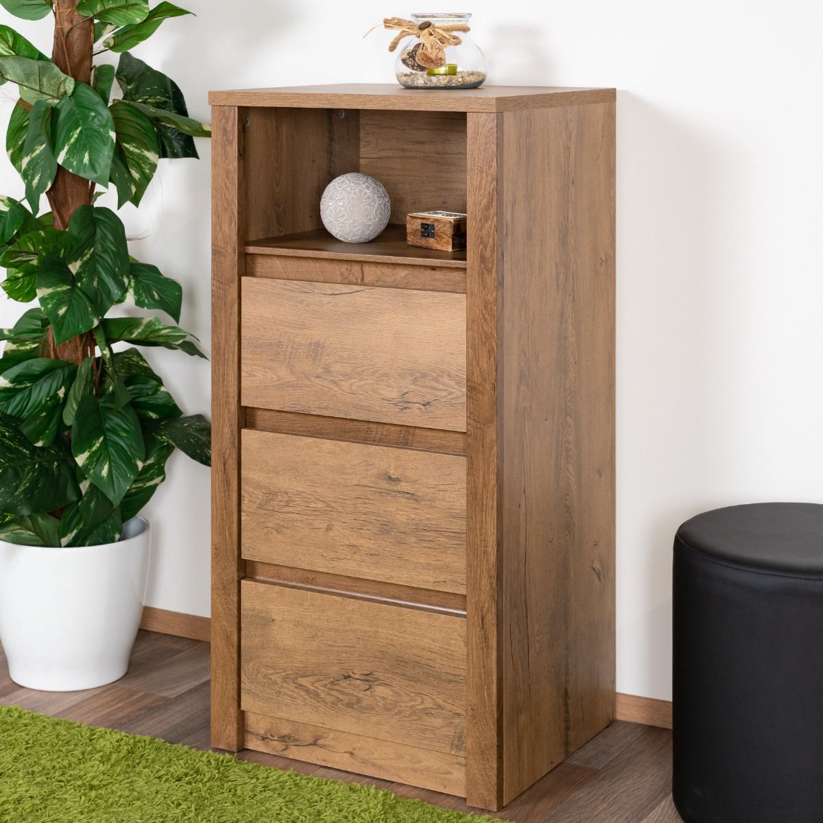 Chest of drawers Selun 21, color: dark brown oak - 103 x 50 x 46 cm (H x W x D)