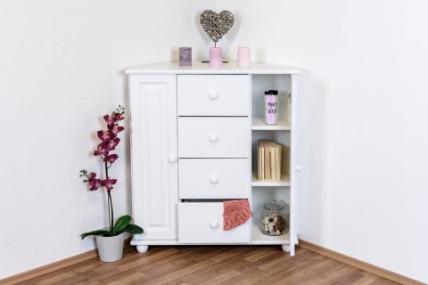 Chest of drawers solid pine solid wood white Junco 176 - Dimensions: 100 x 90 x 60 cm (H x W x D)