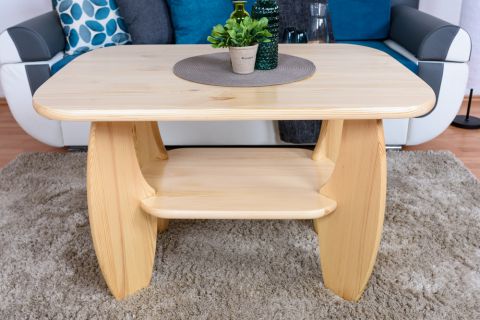 Coffee table solid pine solid wood natural 005 - Dimensions: 60 x 92 x 67 cm (H x W x D)