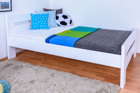 Youth bed "Easy Premium Line" K6, 120 x 200 cm solid white lacquered beech wood