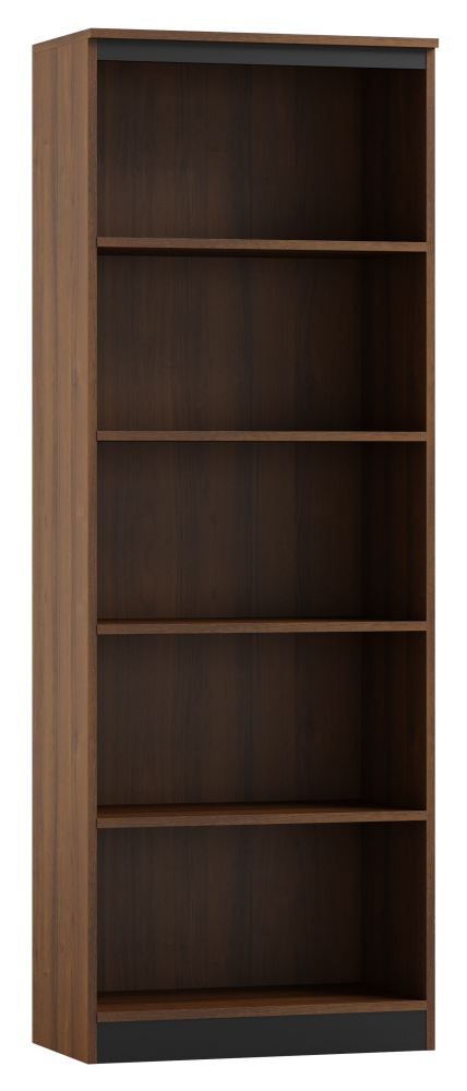 Shelf Mojokerto 14, Colour: Walnut / Black - Measurements: 194 x 70 x 39 cm (H x W x D)