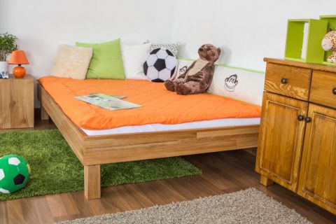 Wooden Nature 04 youth bed, solid oiled oak - lying surface 140 x 200 cm (W x L) 