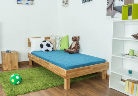 Wooden Nature 01 youth bed in solid oiled oak - lying surface 100 x 200 cm (W x L) 