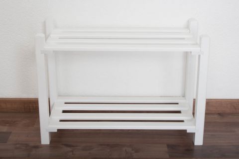 Shoe rack solid beech wood white lacquered Junco 225 - 40 x 58 x 26 cm (H x W x D)