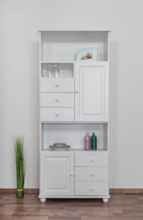 Shelf solid pine solid wood white lacquered Junco 63 - Dimensions 195 x 80 x 42 cm