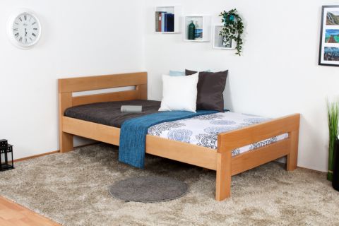 Single bed / guest bed "Easy Premium Line" K6, 120 x 200 cm solid beech wood nature