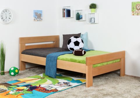 Youth bed / crib "Easy Premium Line" K6, 120 x 200 cm solid beech wood nature