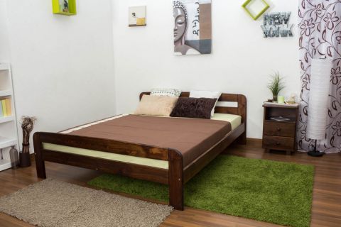 Double bed / guest bed solid walnut A6, incl. slatted frame - dimensions 160 x 200 cm