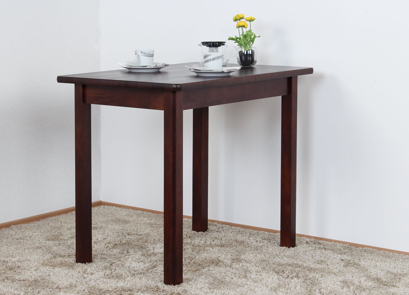 Table solid pine solid wood walnut Junco 227A (angular) - 90 x 60 cm (W x D)