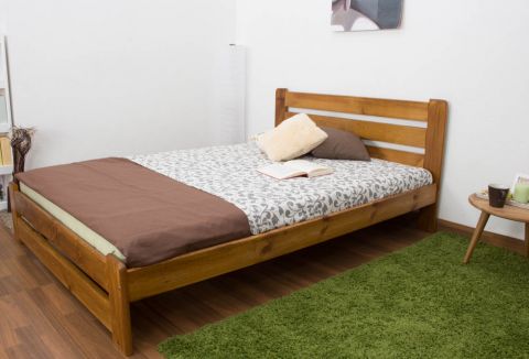 Single bed/ guest bed solid oak pine A24, incl. slatted frame - dimensions 140 x 200 cm 