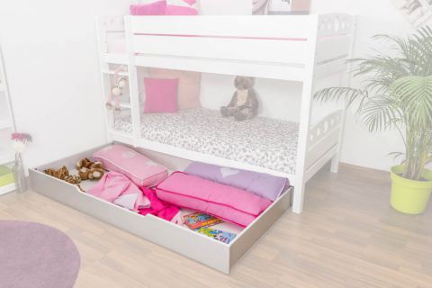 Solid wood bed base - white lacquered