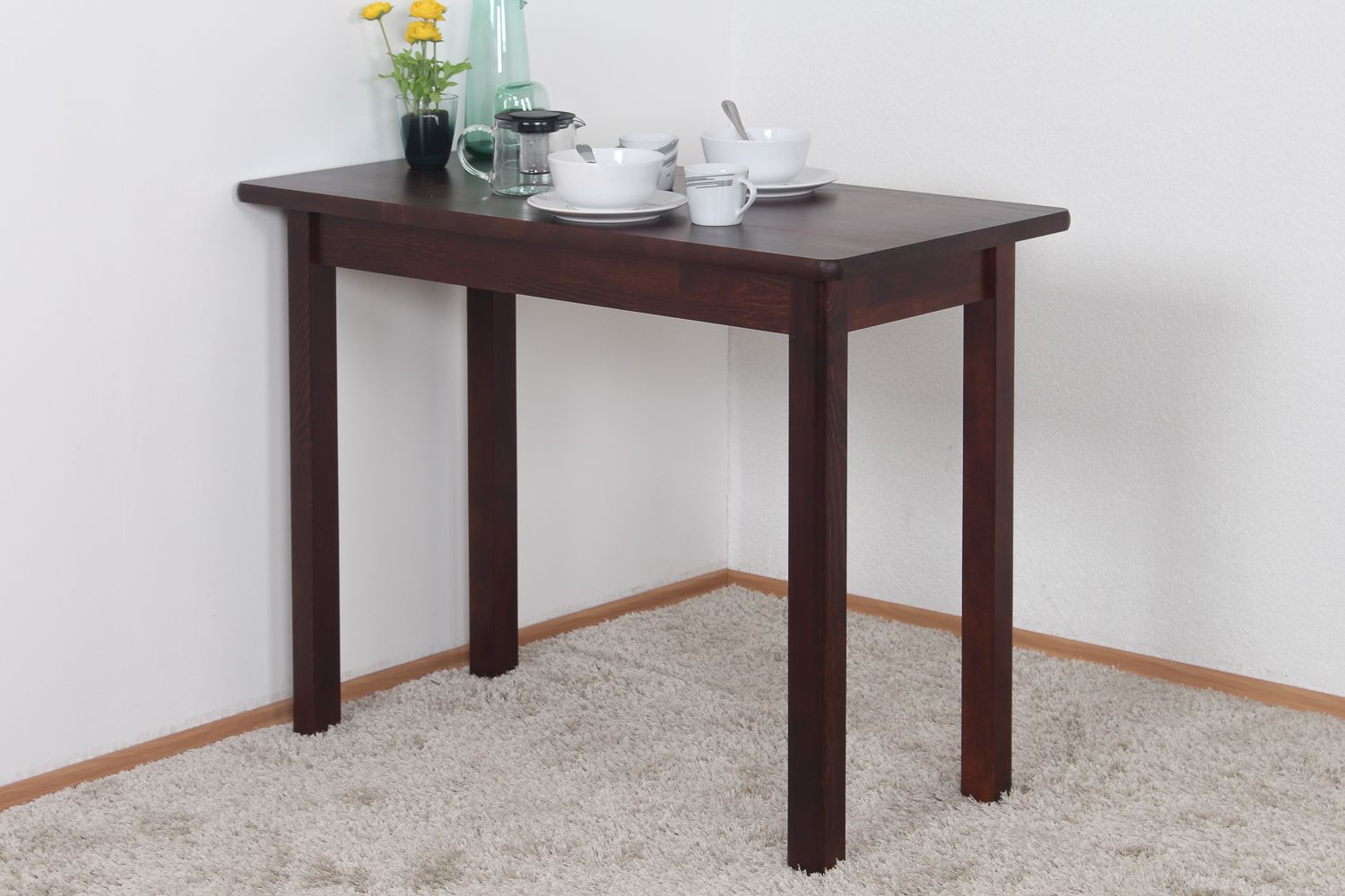 Table solid pine solid wood walnut Junco 226C (square) - 100 x 50 cm (L x W)