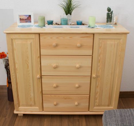 Chest of drawers solid pine solid wood natural 042 - Dimensions 100 x 118 x 42 cm (H x W x D)