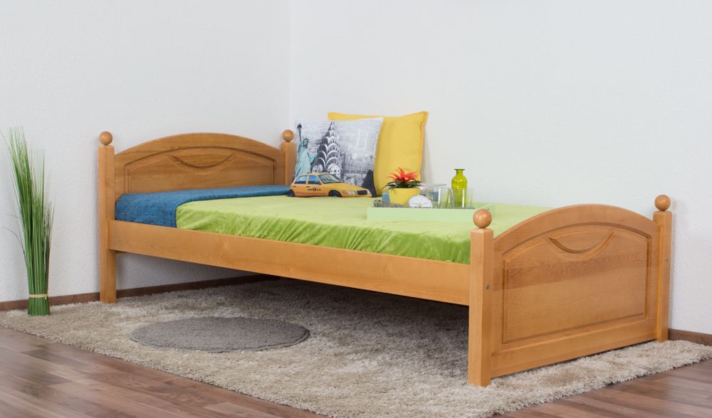 Children's bed / youth bed solid pine solid wood alder colors 82, incl. slatted frame - 100 x 200 cm (W x L)