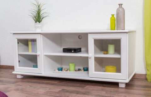 TV cabinet solid pine, white lacquered 004 - Dimensions 55 x 136 x 47 cm (H x W x D)