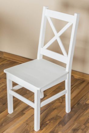 Chair solid pine solid wood white lacquered Junco 246- dimensions 95 x 44 x 49 cm