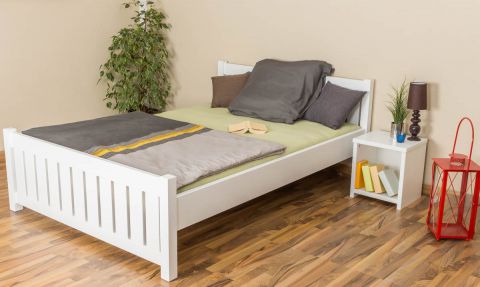 Single bed / guest bed solid pine solid wood white 65, incl. slatted frame - dimensions 140 x 200 cm