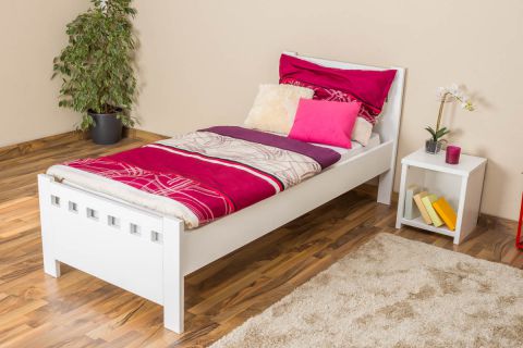 Single bed / guest bed solid pine wood white 68, incl. slatted frame - dimensions 80 x 200 cm