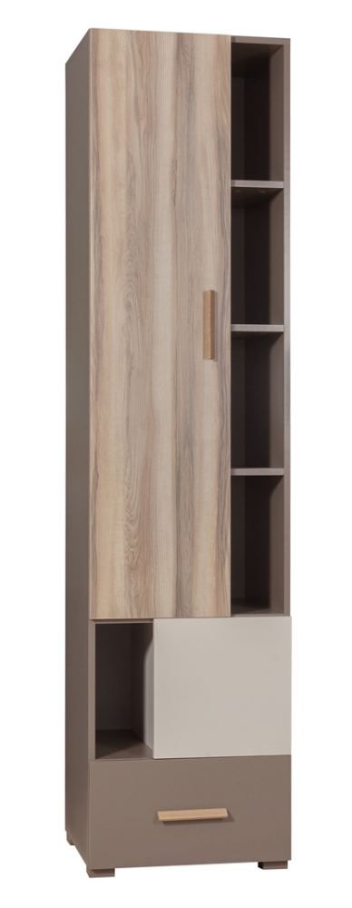 Jugendzimmer - Schrank Roland 02, Farbe: Braun, teilmassiv - 198 x 48 x 40 cm (H x B x T)