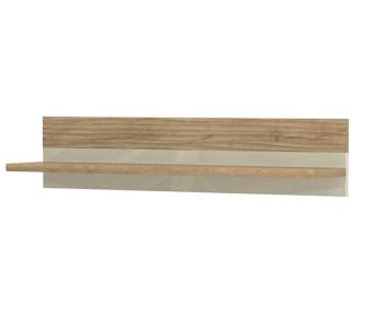 Hanging shelf / wall shelf Mauga 04, color: oak brown / cream high gloss - dimensions: 23 x 110 x 22 cm (H x W x D)